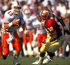 Gino Torretta runs against the Seminoles, 1991